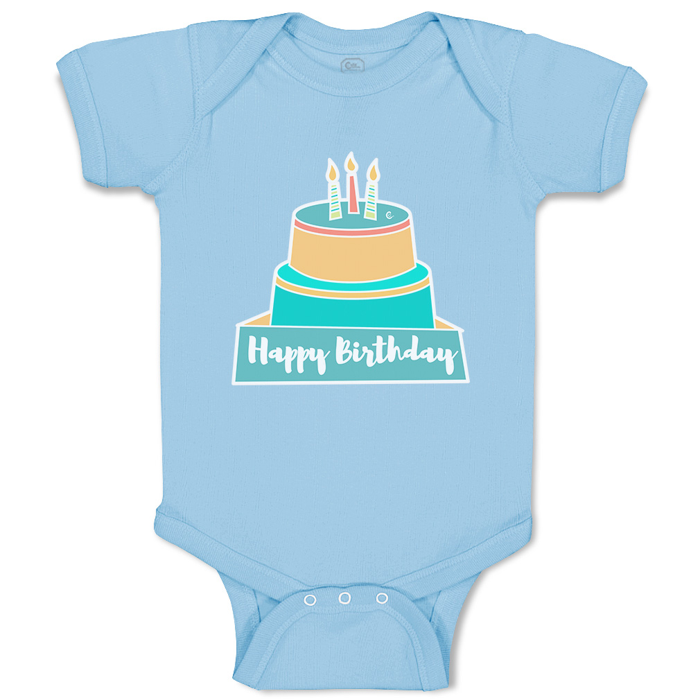 Baby Bodysuit Happy Birthday Cakes Funny Cotton Boy & Girl Baby Clothes - Picture 10 of 21