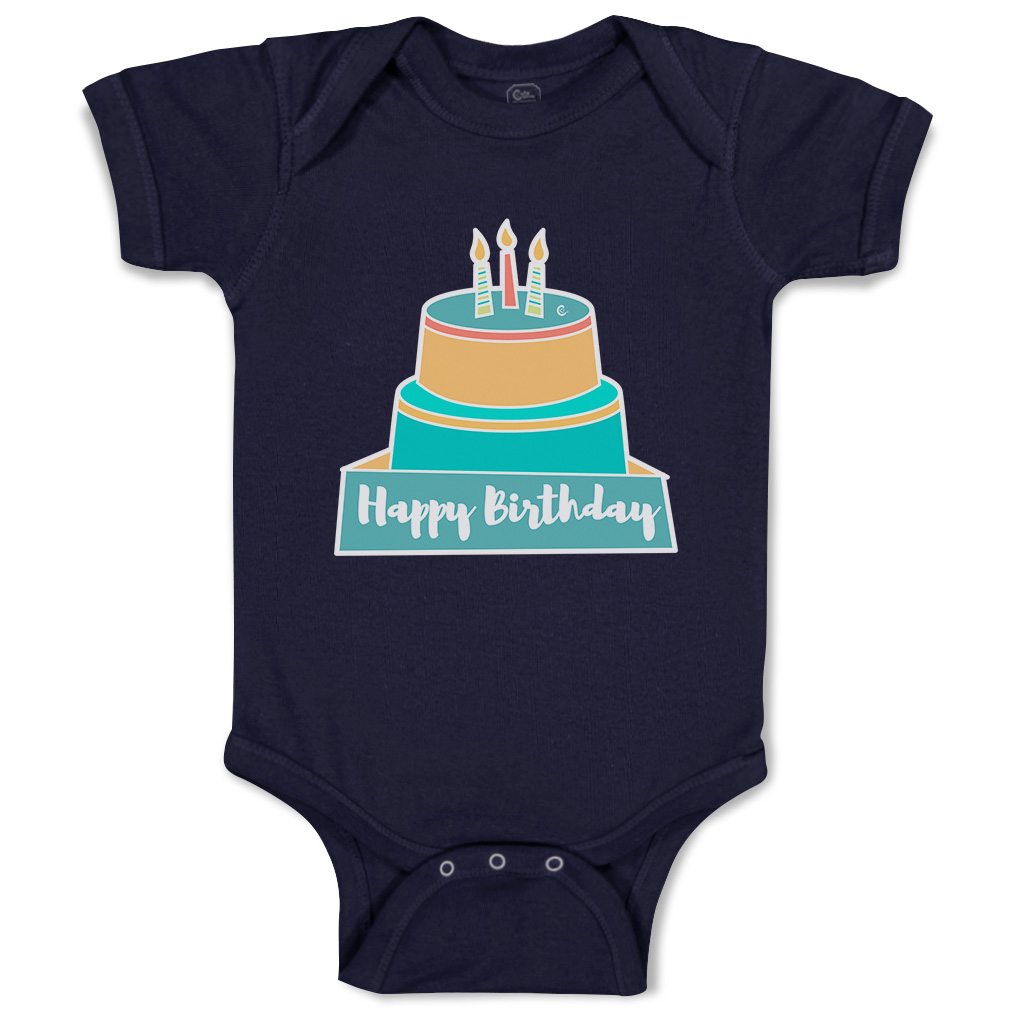 Baby Bodysuit Happy Birthday Cakes Funny Cotton Boy & Girl Baby Clothes - Picture 11 of 21