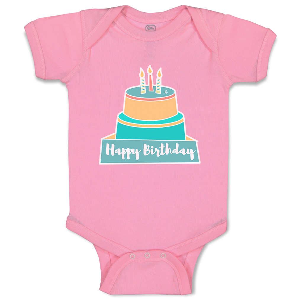 Baby Bodysuit Happy Birthday Cakes Funny Cotton Boy & Girl Baby Clothes - Picture 16 of 21