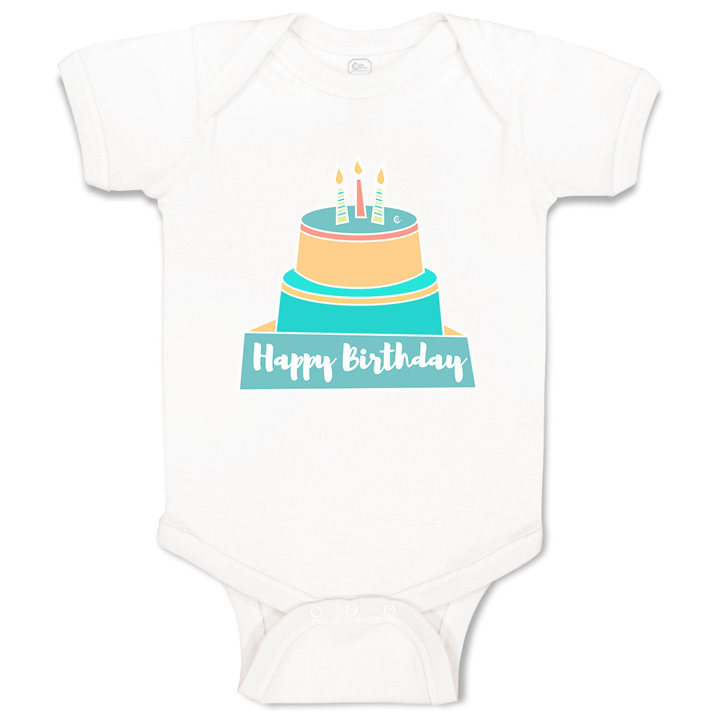 Baby Bodysuit Happy Birthday Cakes Funny Cotton Boy & Girl Baby Clothes - Picture 17 of 21